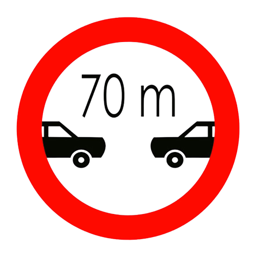 öndeki taşıt 70 metreden daha yakın takip edilemez